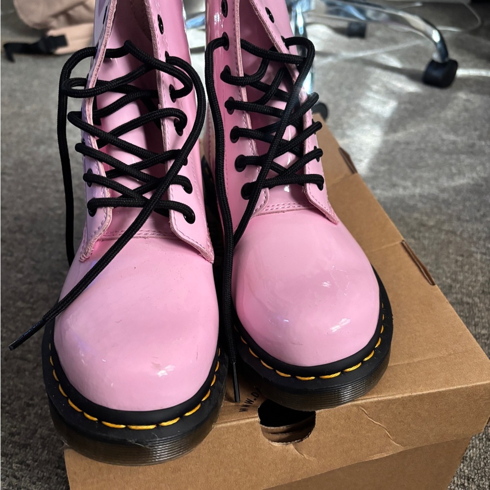 Dr. Martens Glossy Pink Combat Boots